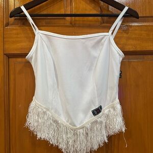 Elegant White Fringe Camisole Top